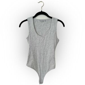 Abercrombie & Fitch Grey Cotton Blend Scoopneck Tank Top Bodysuit
